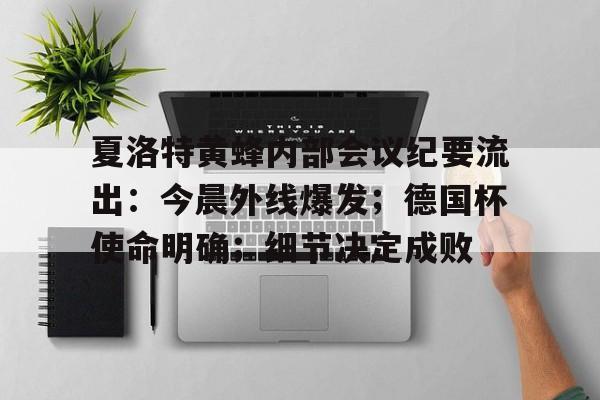 九游体育官网-关于夏洛特黄蜂内部会议纪要流出：今晨外线爆发；德国杯使命明确；细节决定成败的信息